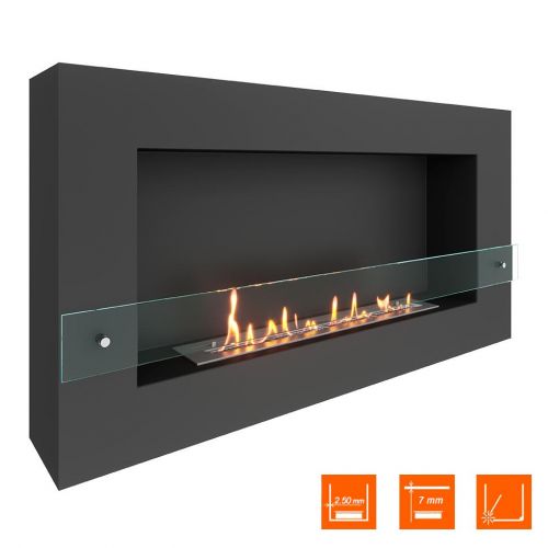 Биокамин SteelHeat WALL GRAND 1200 черный (Стекло)