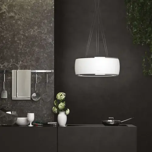 Белая островная вытяжка FALMEC SOFFIO IS.58 WHITE SATIN GLASS 580 мм цвет матовый белый