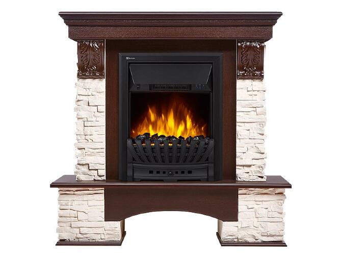 Каминокомплект Firelight Pietra Classic с очагом Electrolux EFP/P-1020LS сланец белый/шпон темный дуб