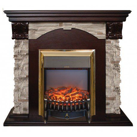 Каминокомплект RealFlame Dublin ROCKSTD/EUG AO очагом Fobos s Lux Black/Brass