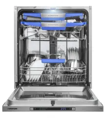 Посудомоечная машина встраиваемая MEFERI MDW6073 COMFORT, 60 см, напольная, 14 комплектов посуды, 7 программ, 3 корзины, автооткрывание, аквастоп, луч на полу, внутренняя подсветка, половинная загрузка
