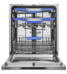 Посудомоечная машина встраиваемая MEFERI MDW6073 COMFORT, 60 см, напольная, 14 комплектов посуды, 7 программ, 3 корзины, автооткрывание, аквастоп, луч на полу, внутренняя подсветка, половинная загрузка