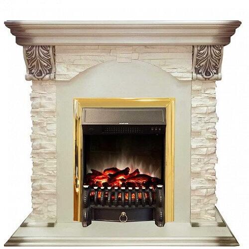 Каминокомплект RealFlame Dublin LUX STD/EUG WT с очагом Fobos s Lux Black/Brass