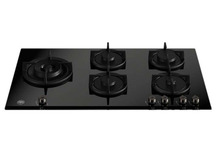 Встраиваемая газовая варочная панель Bertazzoni на стекле, конфорка wok по сбоку, 90 см