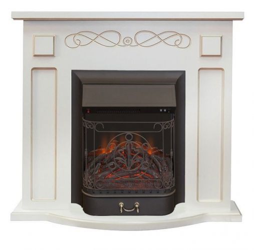 Каминокомплект Interflame Аспен белый патина с очагом Majestic FX M Black