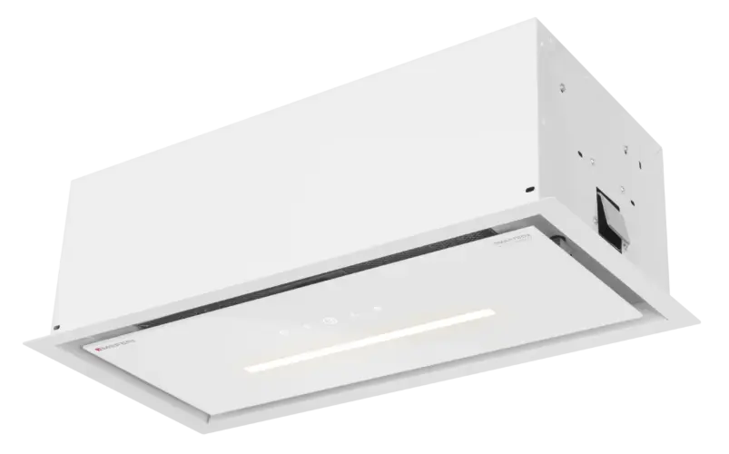 Вытяжка кухонная MEFERI SMARTBOX60WH GLASS COMFORT, 60 см, встраиваемая, белая, стекло, производительность 950 м3/ч, 3 скорости, низкий уровень шума, режимы отвод и рециркуляция, гарантия 3 года