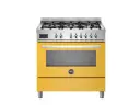 Варочный центр Bertazzoni, 6 газовых конфорок и многофункциональный электрический шкаф, 90 см, желтый