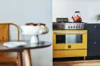 Варочный центр Bertazzoni, 6 газовых конфорок и многофункциональный электрический шкаф, 90 см, желтый