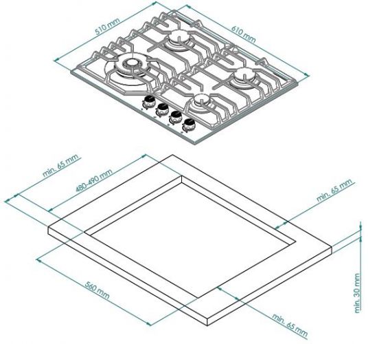 Варочная панель газовая FS 610 Ant Silver