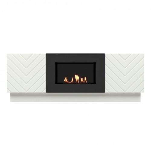 Тумба с биокамином Firelight BFP/P-1400V белый+набор керамических дров ель