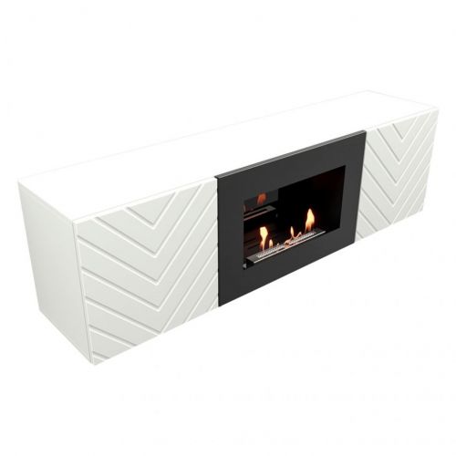 Тумба с биокамином Firelight BFP/P-1400V белый+набор керамических дров ель