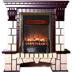 Каминокомплект Interflame Экстер М махагон с очагом Fobos FX M Brass