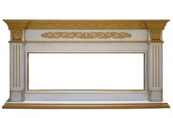 Портал Interflame Елизавета белый с золотой патиной под очаг FreeSpace 60 LED FX QZ