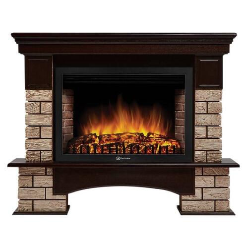 Каминокомплект Firelight Forte Wood 30 с очагом Electrolux EFP/P-3020LS камень коричневый/шпон темный дуб