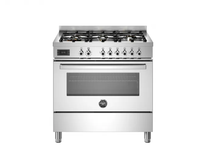 Варочный центр Bertazzoni, 6 газовых конфорок и многофункциональный электрический шкаф, 90 см, нержавеющая сталь
