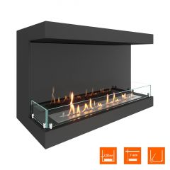 Биокамин фронтальный SteelHeat LONG 900 (Стекло + Стемалит)