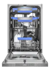 Посудомоечная машина узкая встраиваемая с инвертором MEFERI MDW4583 COMFORT PLUS, 45 см, 10 комплектов посуды, автооткрывание дверцы, аквастоп, луч на полу, внутренняя подсветка, половинная загрузка, таймер