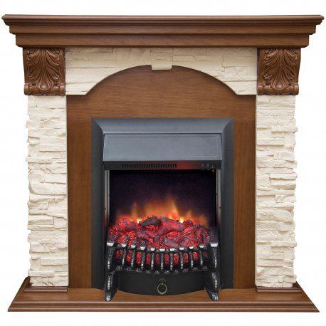 Каминокомплект RealFlame Dublin LUX STD/EUG AO с очагом Fobos s Lux Black/Brass