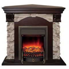 Каминокомплект RealFlame Dublin ROCK Corner STD/EUG AO очагом Fobos s Lux Black/Brass