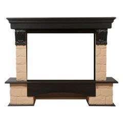 Портал Firelight Forte 30U (угловой) камень бежевый/шпон темный дуб