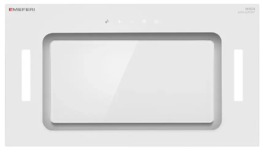 Вытяжка кухонная MEFERI INBOX52WH GLASS COMFORT, 52 см, встраиваемая, белая, стекло, производительность 950 м3/ч, 3 скорости, низкий уровень шума, режимы отвод и рециркуляция, пульт дистанционного управления, гарантия 3 года