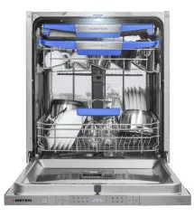 Посудомоечная машина встраиваемая с инвертором MEFERI MDW6083 COMFORT PLUS, 60 см, 14 комплектов посуды, с автооткрыванием, с аквастопом, луч на полу, внутренняя подсветка, половинная загрузка, отсрочка