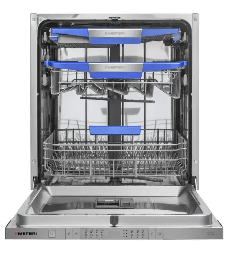 Посудомоечная машина встраиваемая с инвертором MEFERI MDW6083 COMFORT PLUS, 60 см, 14 комплектов посуды, с автооткрыванием, с аквастопом, луч на полу, внутренняя подсветка, половинная загрузка, отсрочка