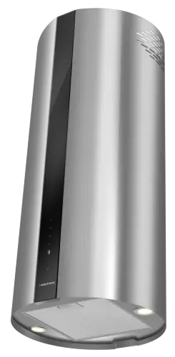 Вытяжка кухонная цилиндрическая островная MEFERI TUBE40IX ISLA COMFORT PLUS, 40 см, серая, производительность 1200 м3/ч, 5 скоростей, режимы отвод и рециркуляция, сенсорное управление, гарантия 3 года