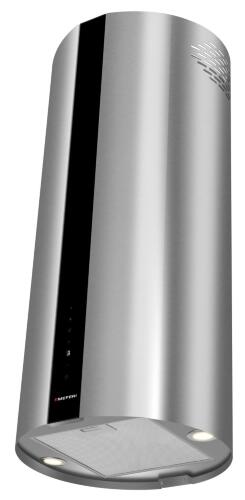 Вытяжка кухонная цилиндрическая островная MEFERI TUBE40IX ISLA COMFORT PLUS, 40 см, серая, производительность 1200 м3/ч, 5 скоростей, режимы отвод и рециркуляция, сенсорное управление, гарантия 3 года
