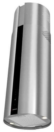 Вытяжка кухонная цилиндрическая островная MEFERI TUBE40IX ISLA COMFORT PLUS, 40 см, серая, производительность 1200 м3/ч, 5 скоростей, режимы отвод и рециркуляция, сенсорное управление, гарантия 3 года