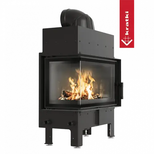 Каминная Kratki PRO FLOKI/M/L угловое стекло слева