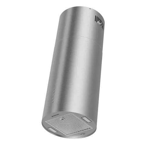 Вытяжка кухонная цилиндрическая островная MEFERI TUBE35IX ISLA ULTRA, 35 см, серая, производительность 1200 м3/ч, 3 скорости, низкий уровень шума, режимы отвод и рециркуляция, гарантия 3 года