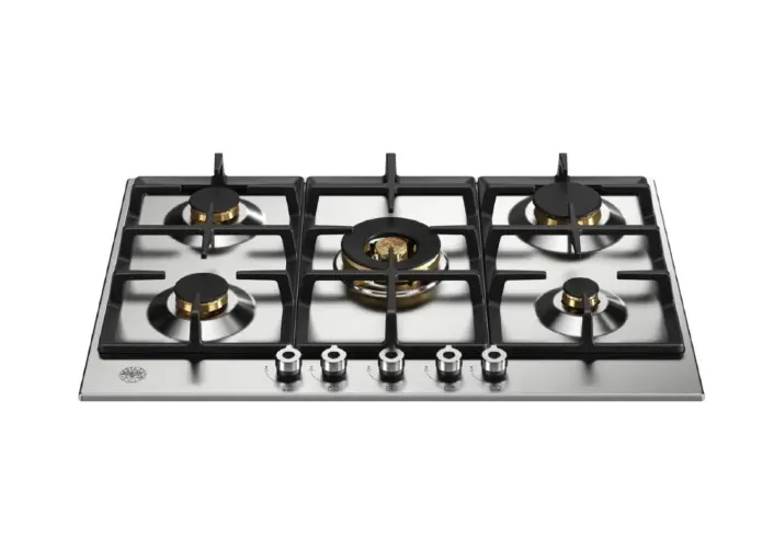 Встраиваемая газовая варочная панель Bertazzoni, конфорка wok в центре, 75 см, нержавеющая сталь