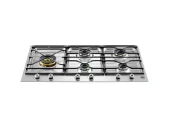 Встраиваемая газовая варочная панель Bertazzoni, трехсегментная, 5 конфорок, конфорка dual wok слева, 90 см