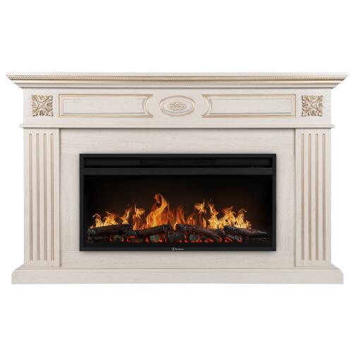 Каминокомплект Electrolux EFP/P-3620LS портал Siena 42/40/36 сл. кость с зол. патиной
