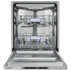 Посудомоечная машина встраиваемая MEFERI MDW6073 ULTRA, 60 см, напольная, 14 комплектов посуды, 7 программ, 3 корзины, луч на полу, внутренняя подсветка, половинная загрузка