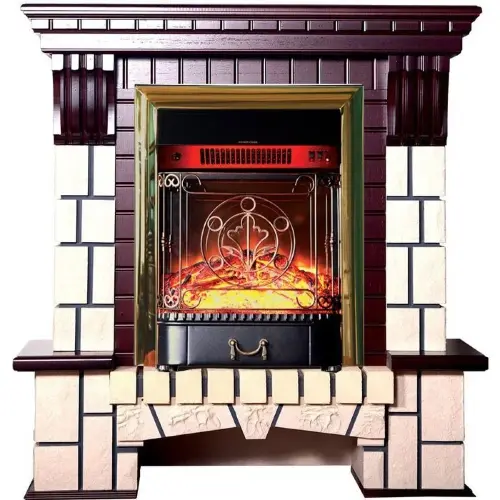 Каминокомплект Interflame Экстер М махагон с очагом Majestic FX M Brass