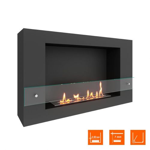 Биокамин SteelHeat WALL LONG 900 черный (Стекло)